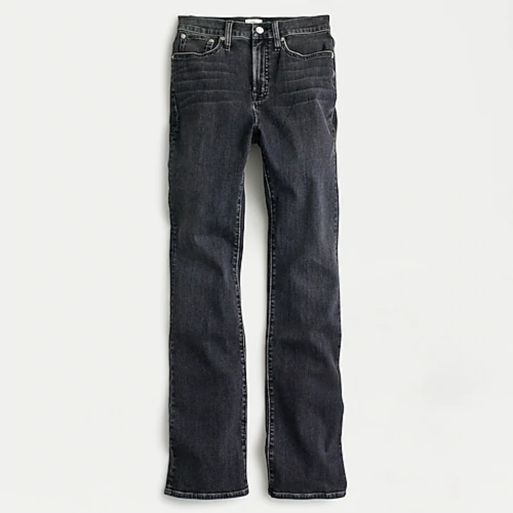 Curvyfull length boot cut jeans in washed black.